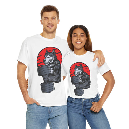 Gym Wolf Unisex Heavy Cotton Tee - Motivational Workout T-Shirt White