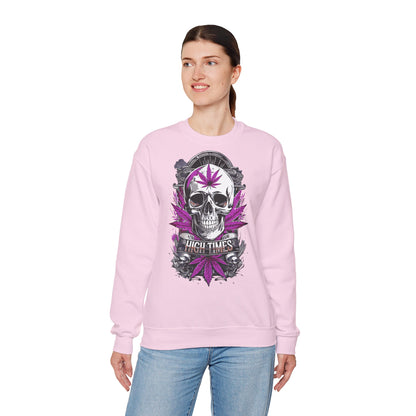Skull & Purple Cannabis Leaf- "High Times" Graphic Sweatshirt