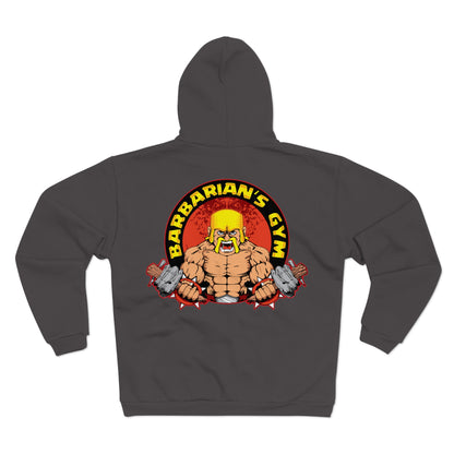 Barbarian's Gym  Unisex Hooded Zip Sweatshirt for Gym Lovers Black