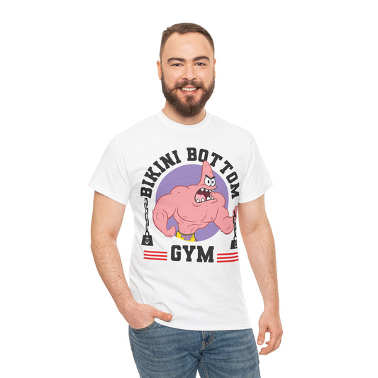 Bikini Bottom Gym Patrick White Unisex Heavy Cotton Tee