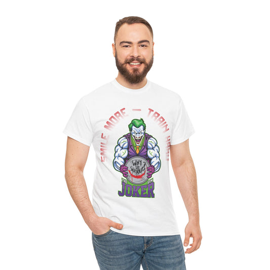 Joker Graphic Unisex Heavy Cotton Tee - "Smile More, Train Hard" White