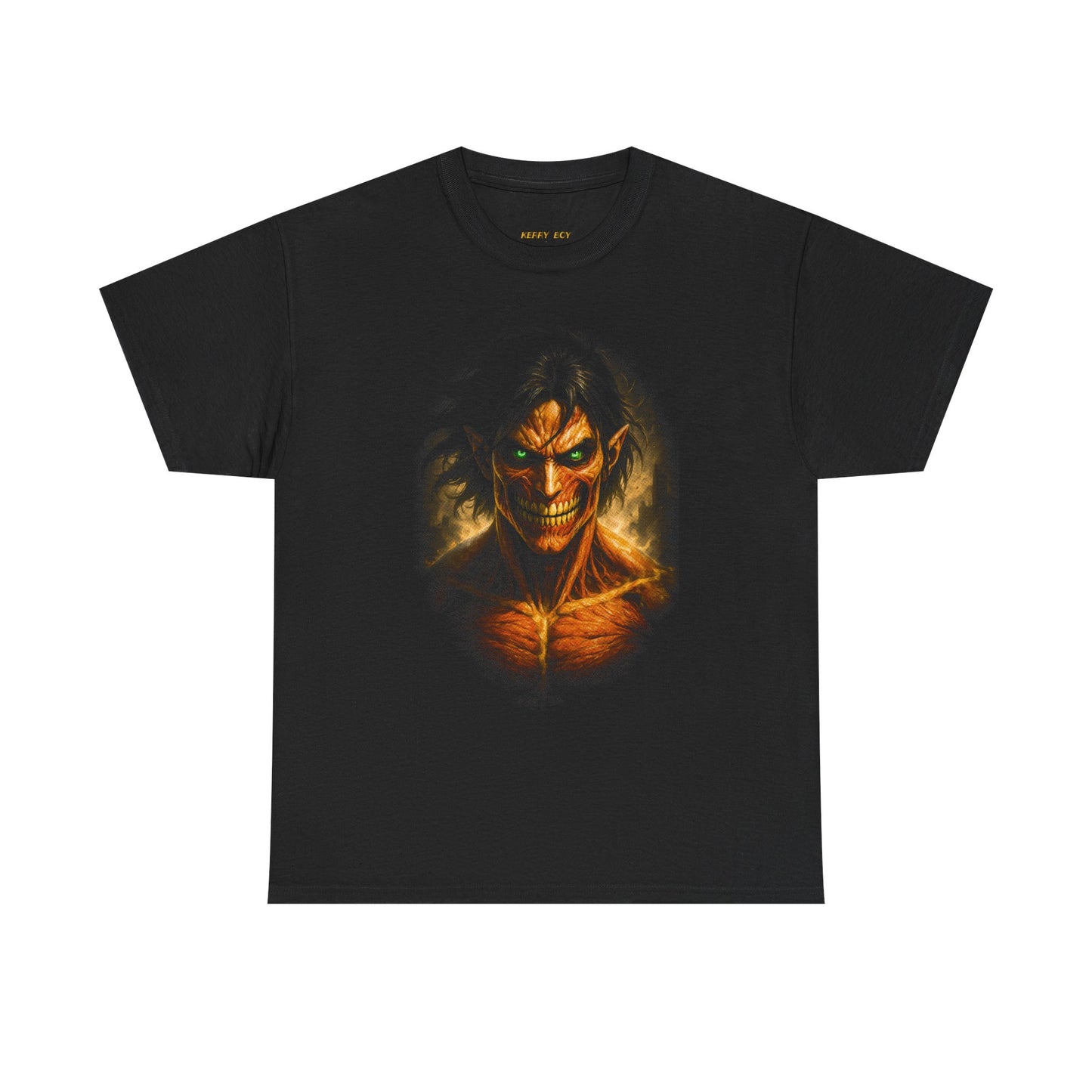 T-Shirt — Fiery Grinning Demon Chest Graphic Tee