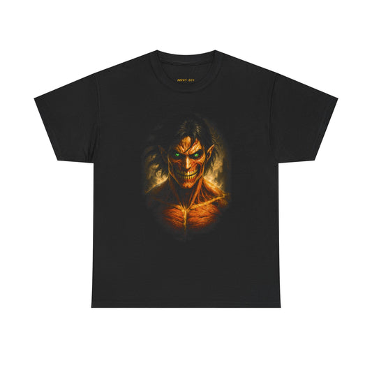 T-Shirt — Fiery Grinning Demon Chest Graphic Tee