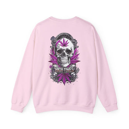 Skull & Purple Cannabis Leaf- "High Times" Graphic Sweatshirt