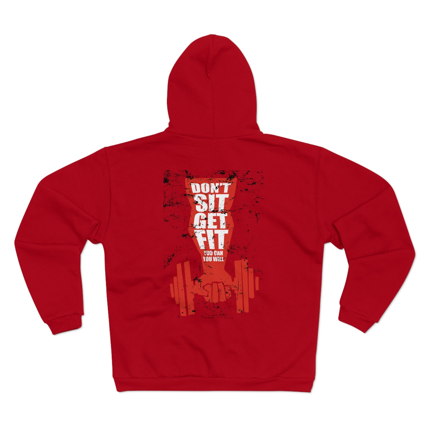 Motivational Workout Hoodies - "Don't Sit, Get Fit!" Fitness Unisex Hooded Zip Sweatshirt