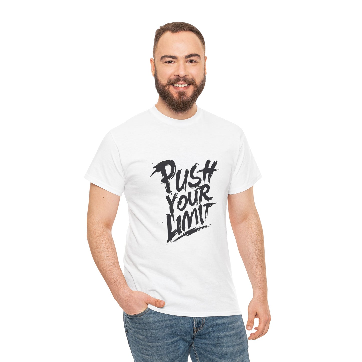 Motivational Unisex Heavy Cotton Tee - 'Push Your Limit'