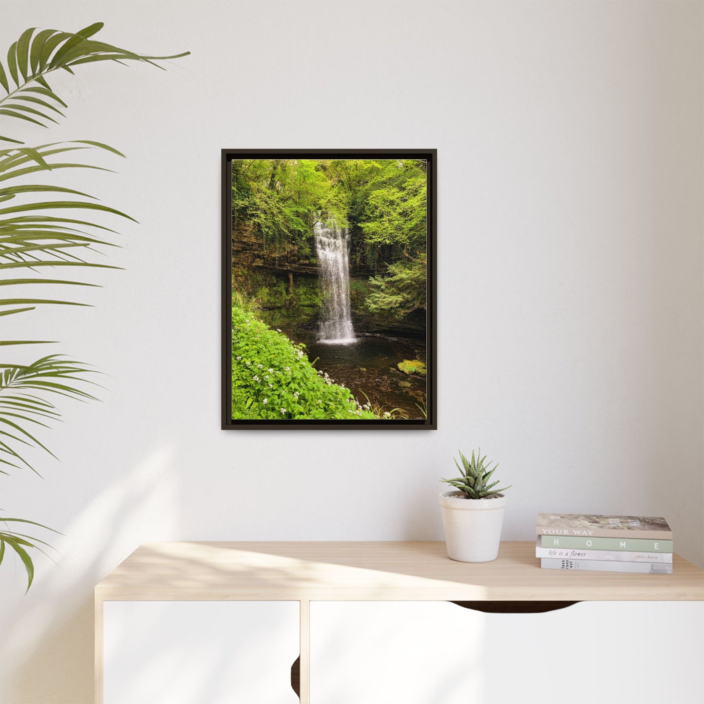 Glacer Waterfall Matte Canvas, Framed (Multi-color)