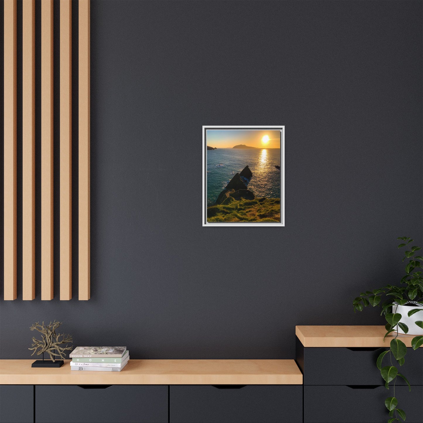 Dunquin Pier Sunset 2 Matte Canvas, Framed (Multi-color)