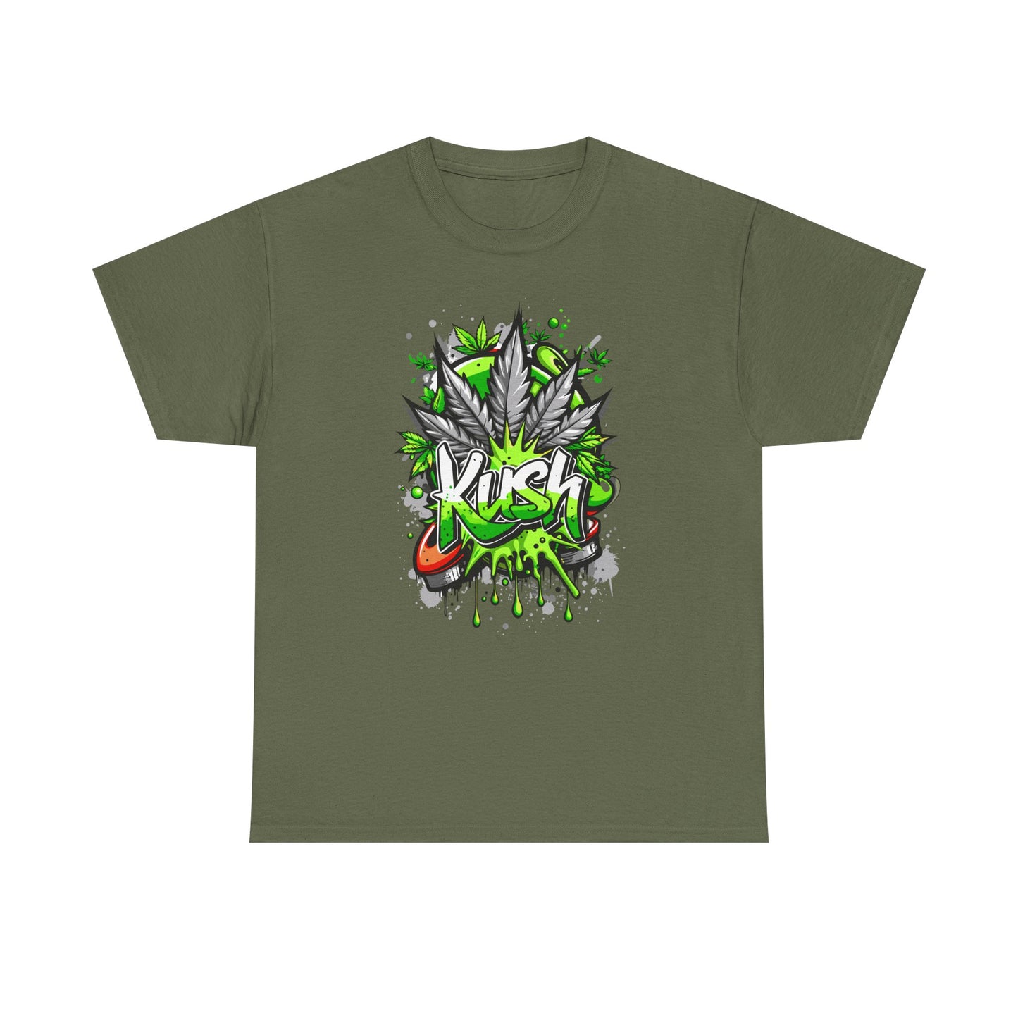 Kush Graffiti T-Shirt — Green Cannabis Leaf Street Art Tee
