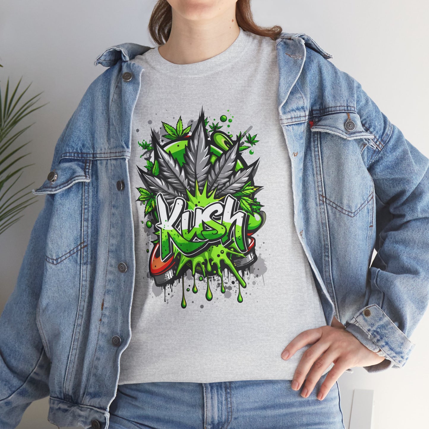 Kush Graffiti T-Shirt — Green Cannabis Leaf Street Art Tee