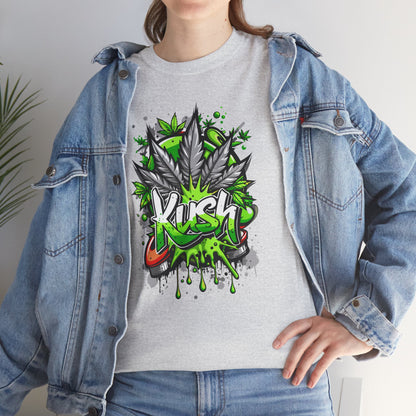 Kush Graffiti T-Shirt — Green Cannabis Leaf Street Art Tee