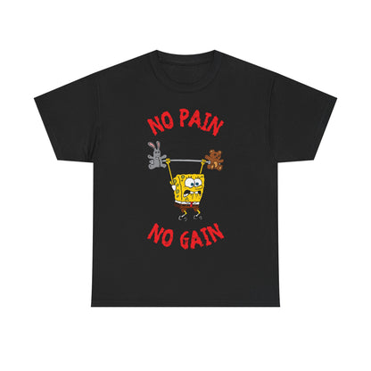 SpongeBob No Pain No Gain Black Unisex Heavy Cotton Tee