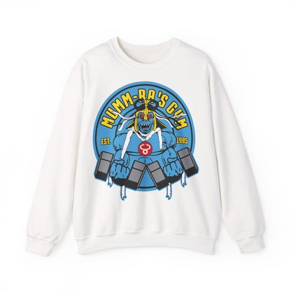 Mumm-Ra's Gym Sweatshirt - Vintage Style Unisex Crewneck for Fitness Enthusiasts White
