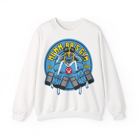 Mumm-Ra's Gym Sweatshirt - Vintage Style Unisex Crewneck for Fitness Enthusiasts White