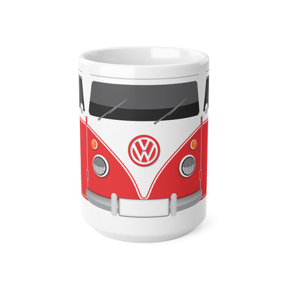 Vintage VW Bus Ceramic Coffee Mug - 11oz & 15oz - Perfect for Auto Enthusiasts Red