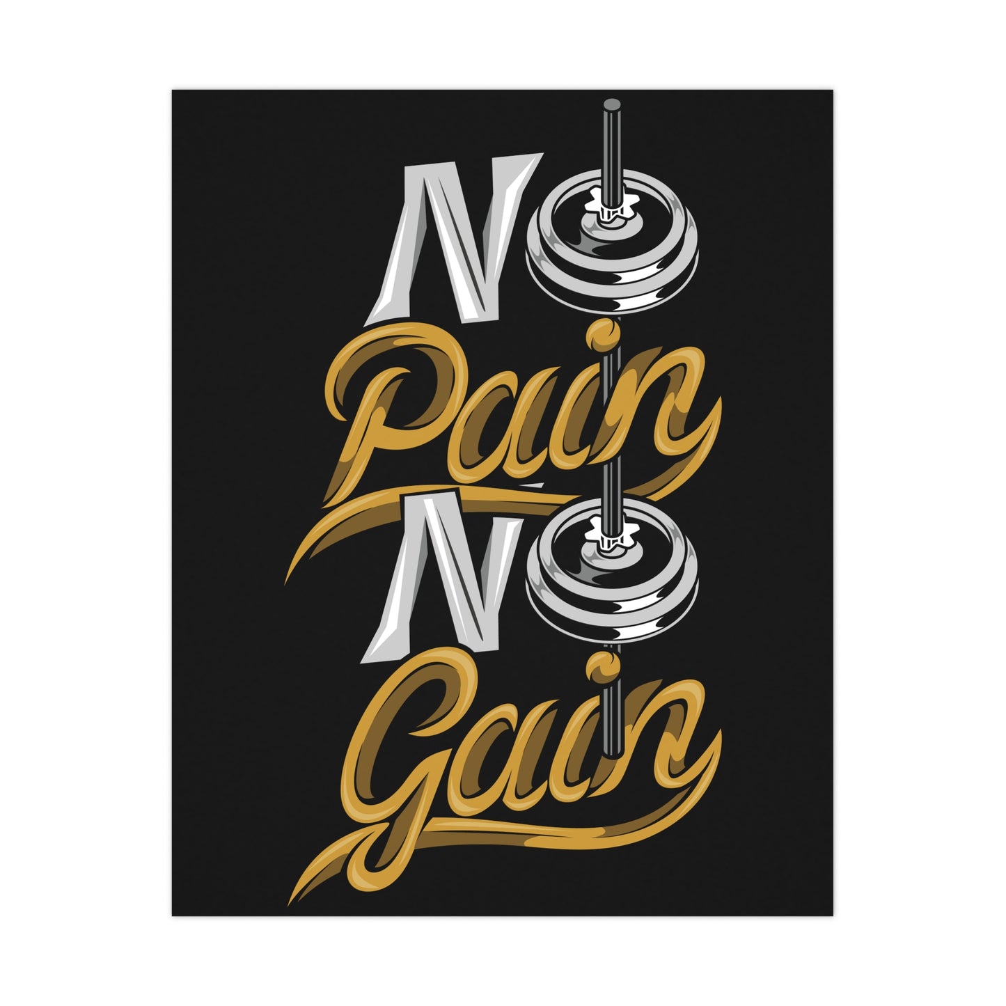 No Pain No Gain Motivational Matte Poster - Fitness Wall Art for Gym Lovers
