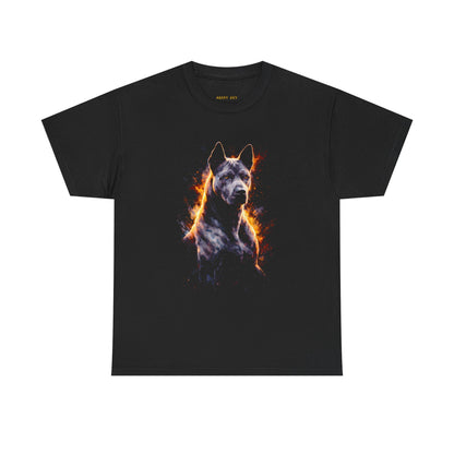 Dog of Fire T-Shirt — Fiery Pitbull Graphic Tee