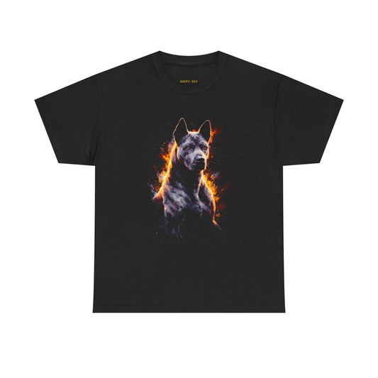 Dog of Fire T-Shirt — Fiery Pitbull Graphic Tee