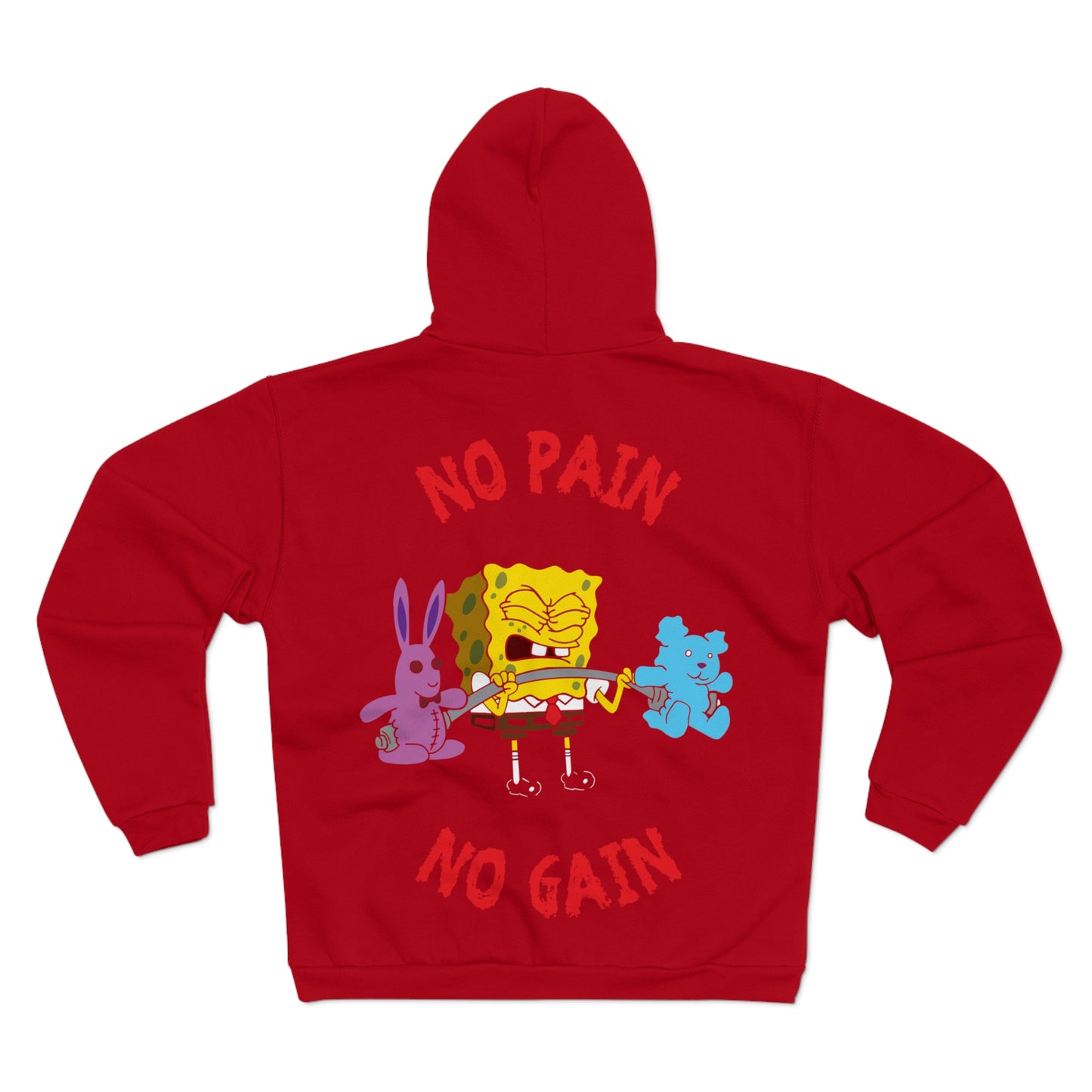 SpongeBob No Pain No Gain Hoodie - Unisex Zip Sweatshirt for Fun & Fitness Lovers