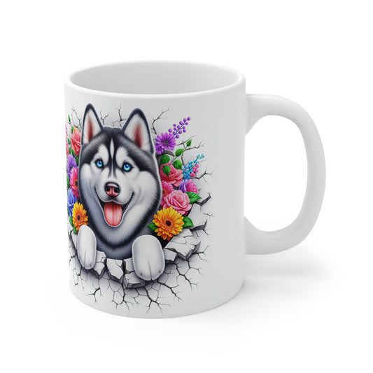 Husky Floral Ceramic Coffee Mug - 11oz & 15oz