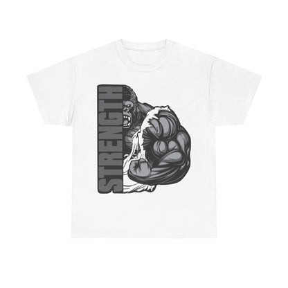 Strength Unisex Heavy Cotton Tee - Muscle Motivational T-Shirt for Gym Lovers White