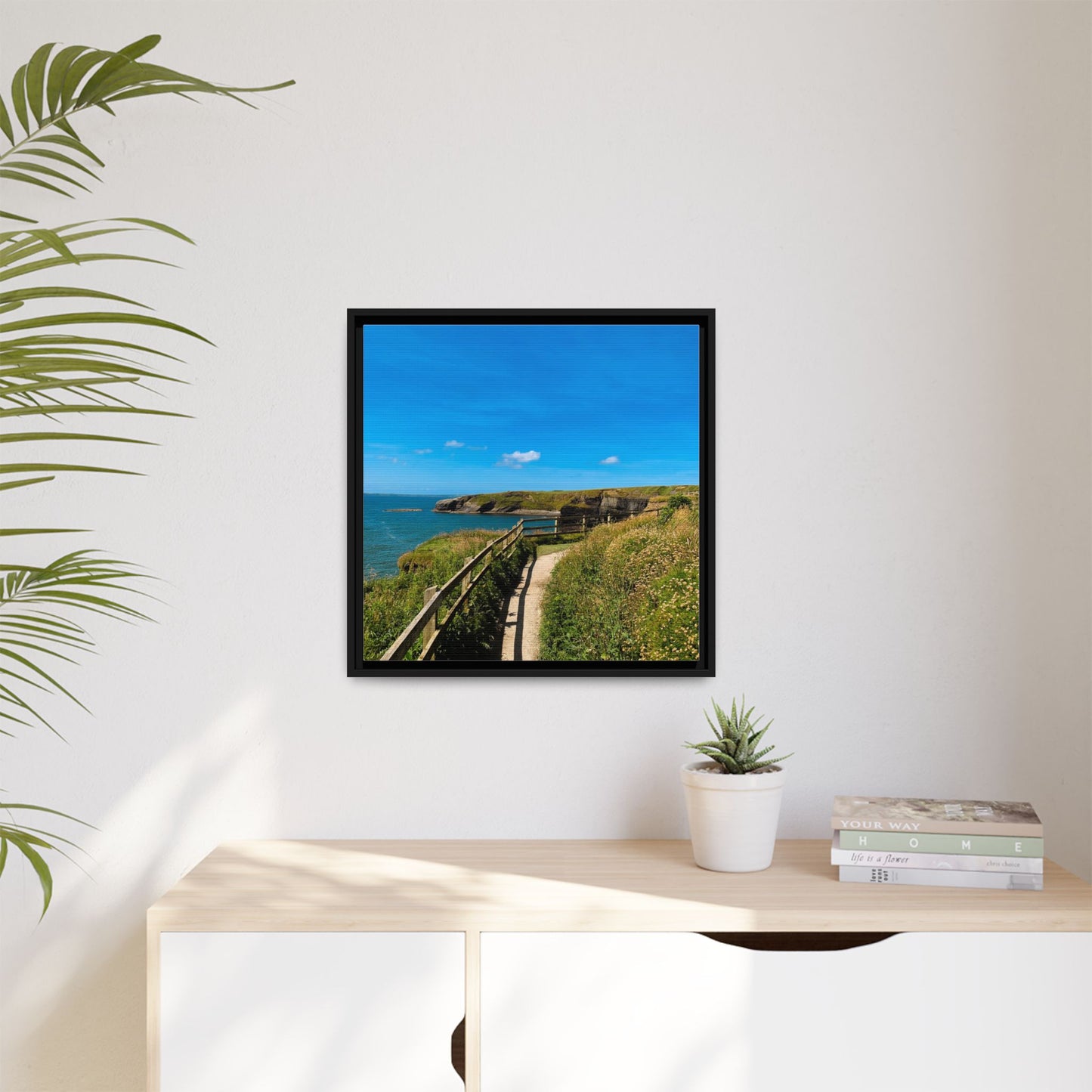 Cliff Trail Ballybunion Matte Canvas, Framed (Multi-color)