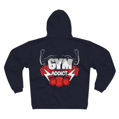 Gym Addict Unisex Hooded Zip Sweatshirt - Perfect for Fitness Enthusiasts