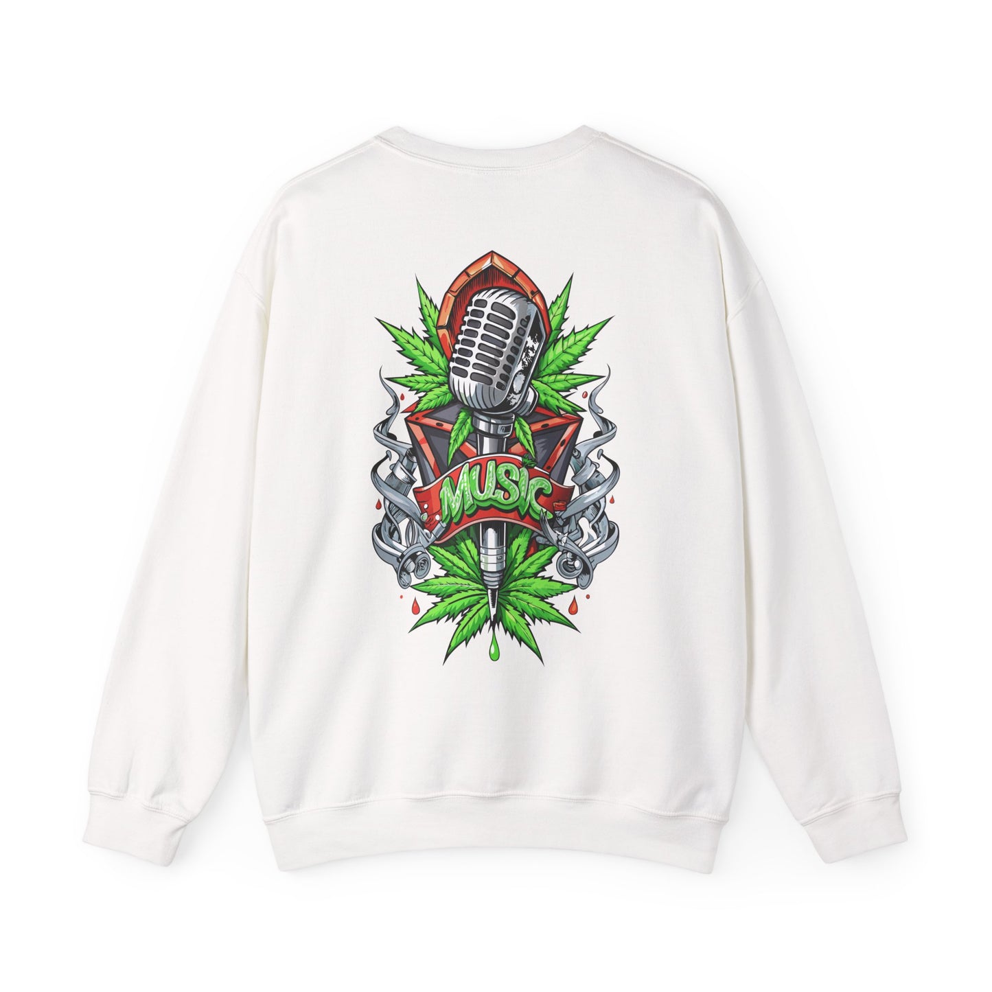Music Microphone — Retro Mic & Leaf Graphic Sweatshirt