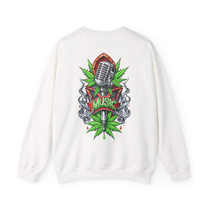 Music Microphone — Retro Mic & Leaf Graphic Sweatshirt
