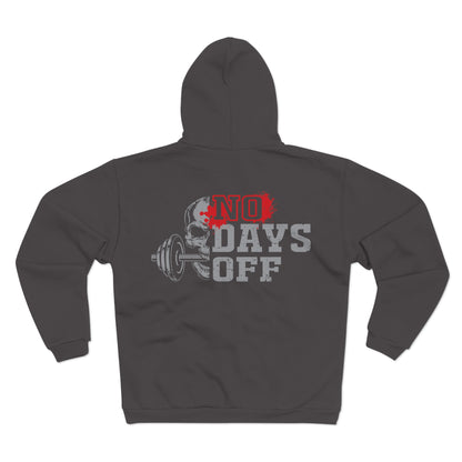 No Days Off Unisex Hooded Zip Sweatshirt for Fitness Enthusiasts