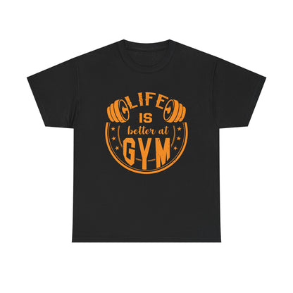 Life is Better at Gym Unisex Heavy Cotton Tee - Motivational Fitness Apparel