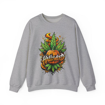 Halloween Pumpkin Graphic Sweatshirt — 'Halloween' Pumpkin & Leaves Illustration
