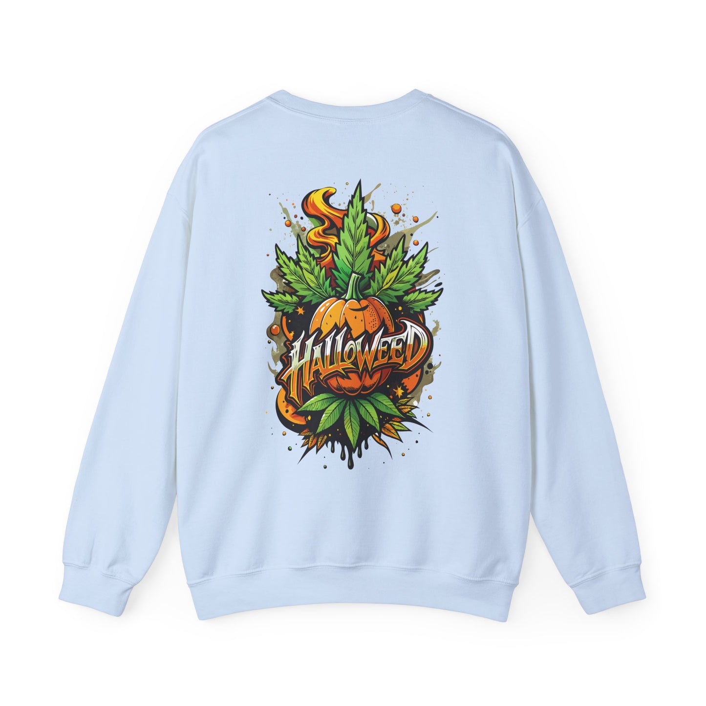 Halloween Pumpkin Graphic Sweatshirt — 'Halloween' Pumpkin & Leaves Illustration