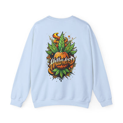 Halloween Pumpkin Graphic Sweatshirt — 'Halloween' Pumpkin & Leaves Illustration