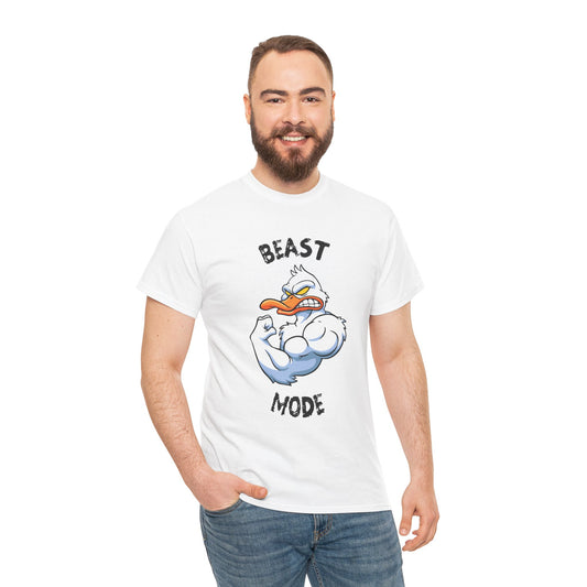 Beast Mode Unisex Heavy Cotton Tee - Motivational Graphic T-Shirt for Gym Lovers White