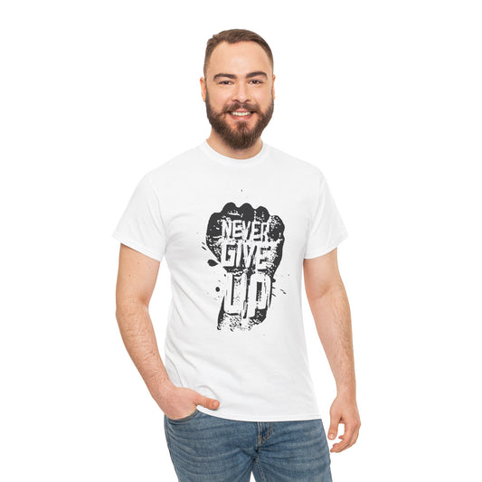 Inspirational Unisex Heavy Cotton Tee - "Never Give Up" Motivational Shirt