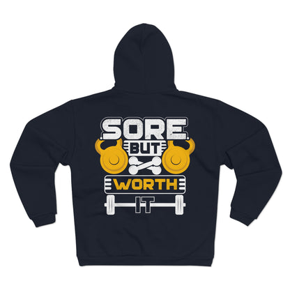 Sore But Worth It Workout Unisex Hooded Zip Sweatshirt