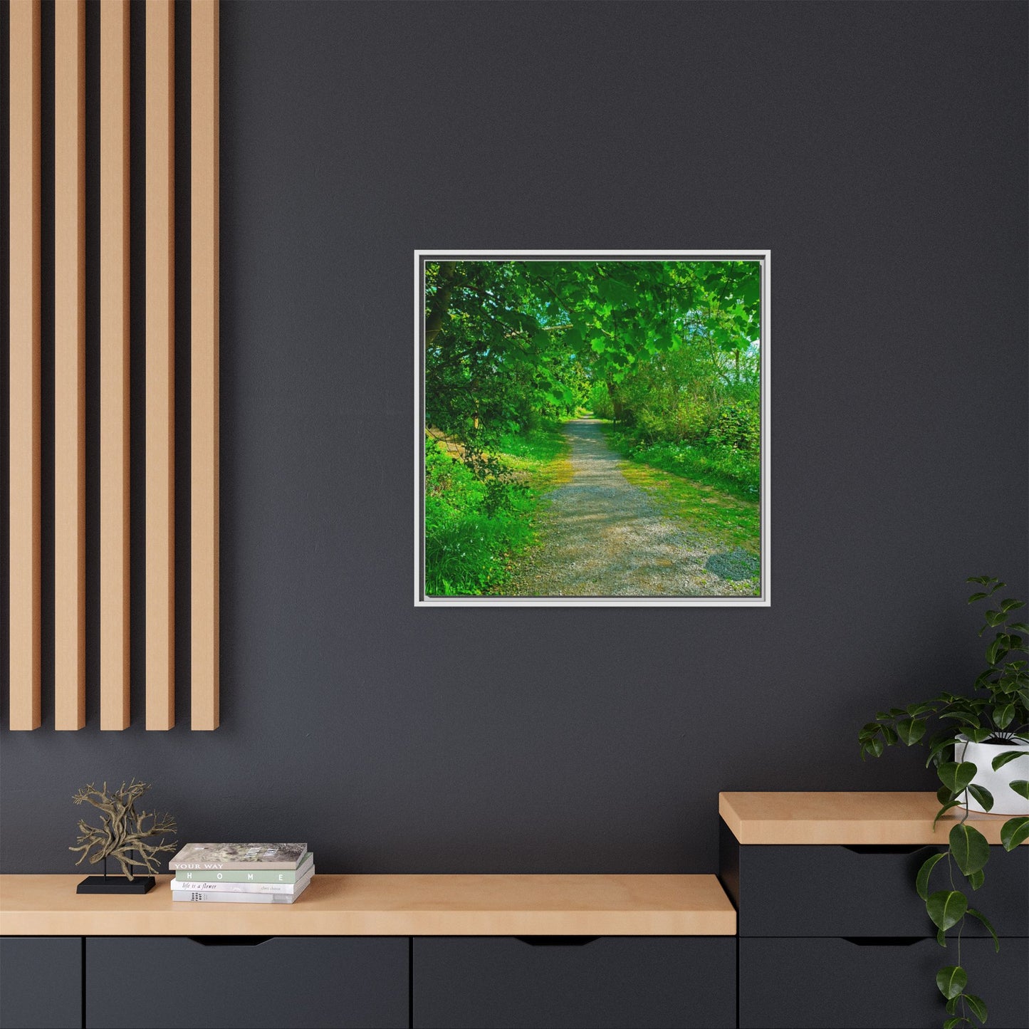 Listowel River Walk Matte Canvas, Framed (Multi-color)