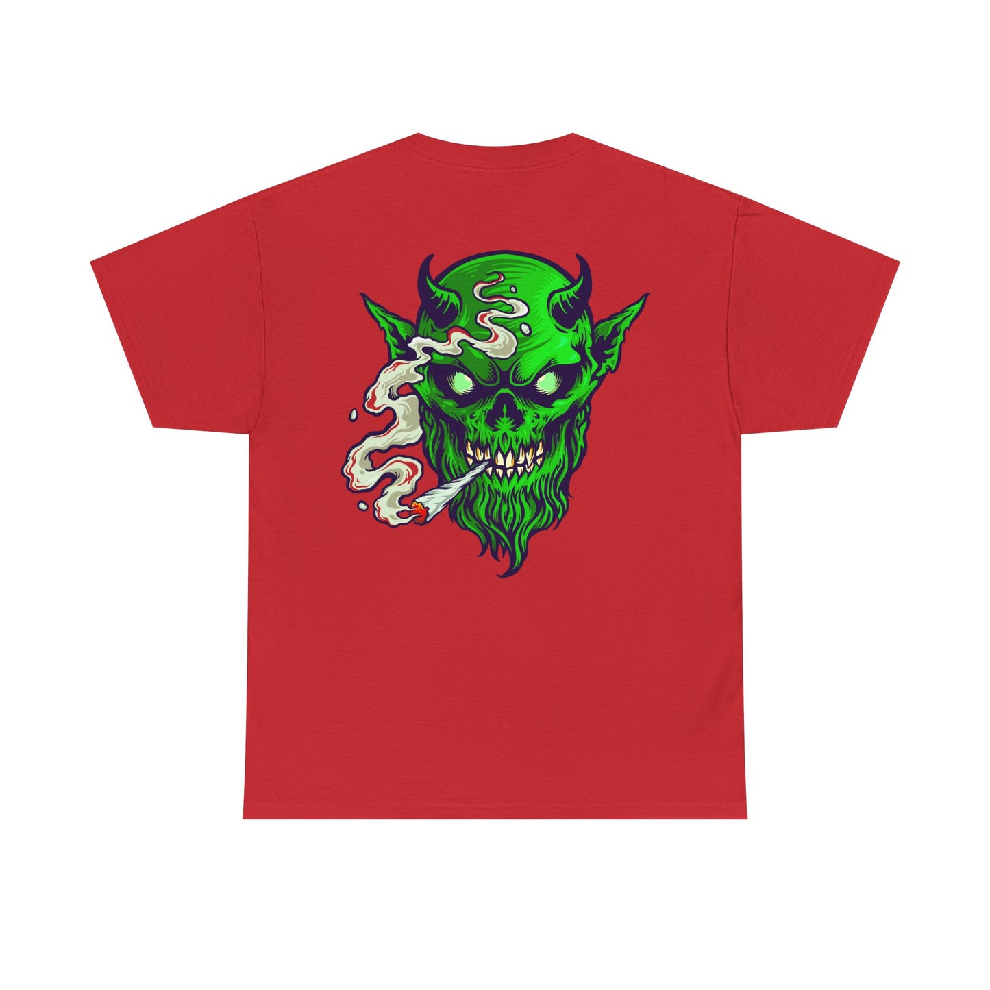 Smoking Green Demon Skull T-Shirt — Creepy Stoner Graphic Tee