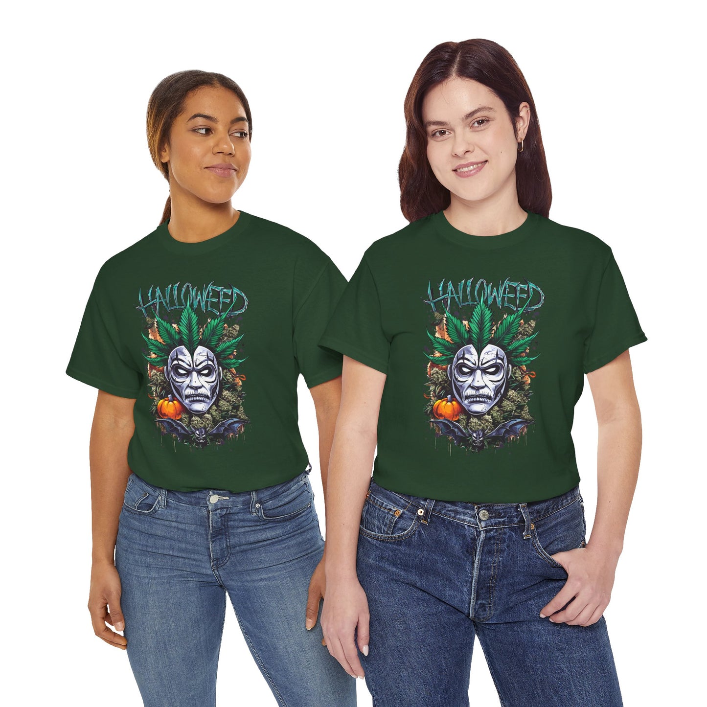 Hallowed Harvest Tee — Halloween Mask & Pumpkin Graphic T-Shirt
