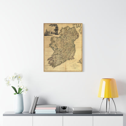 Old Eire Map Matte Canvas, Stretched, 1.25"