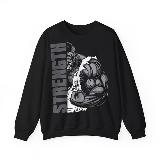 Strength Graphic Unisex Crewneck Sweatshirt - Casual & Motivational Wear Black