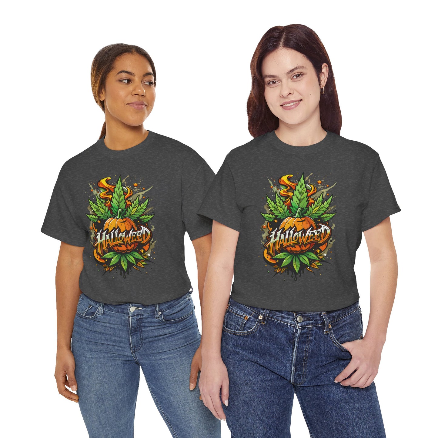 Hallowed Harvest Tee — Halloween Mask & Pumpkin Graphic T-Shirt