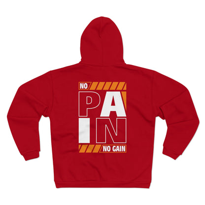 Unisex Zip Sweatshirt - "No Pain No Gain" Gym Motivation