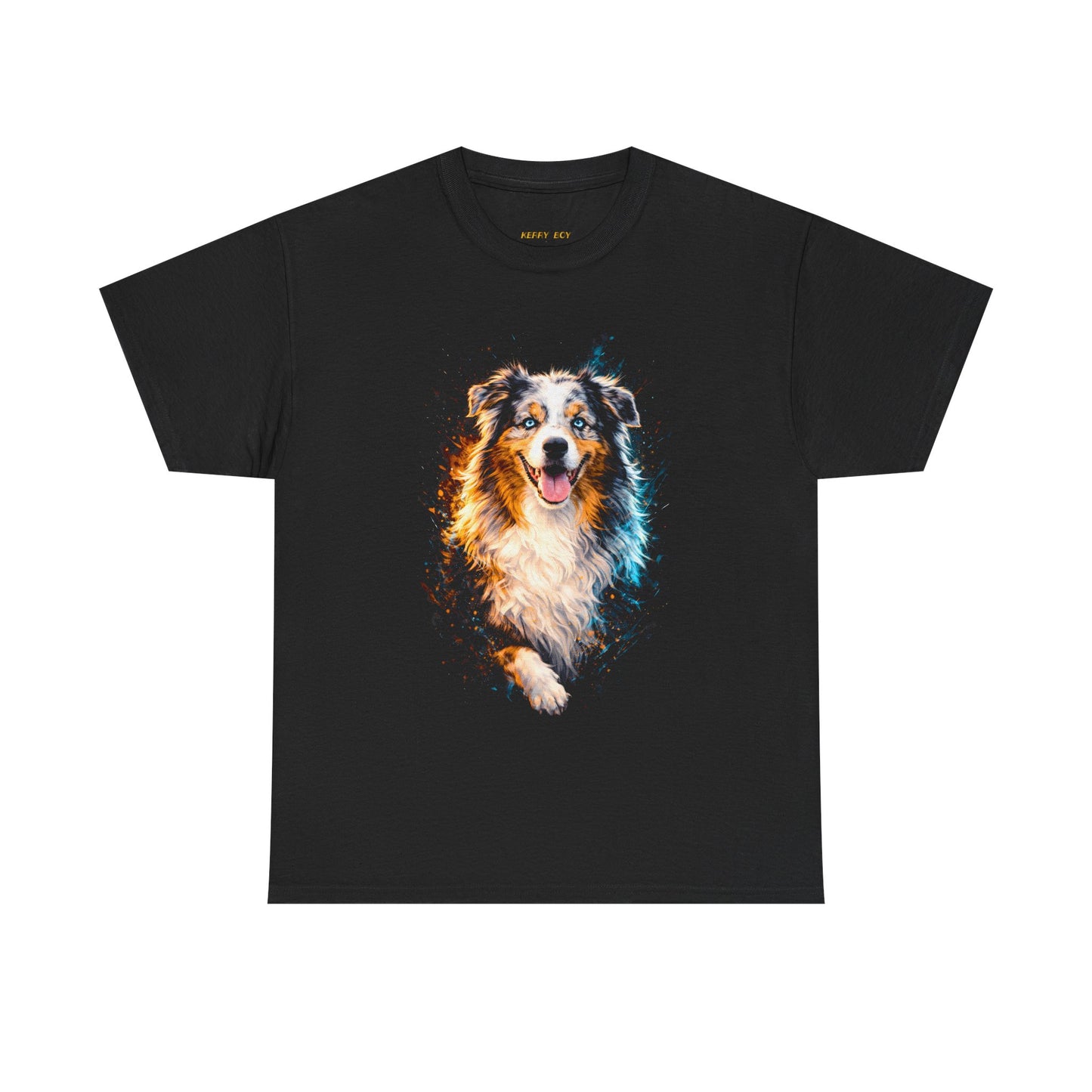 Australian Shepherd Portrait T‑Shirt — Colorful Dog Art Tee for Pet Lovers