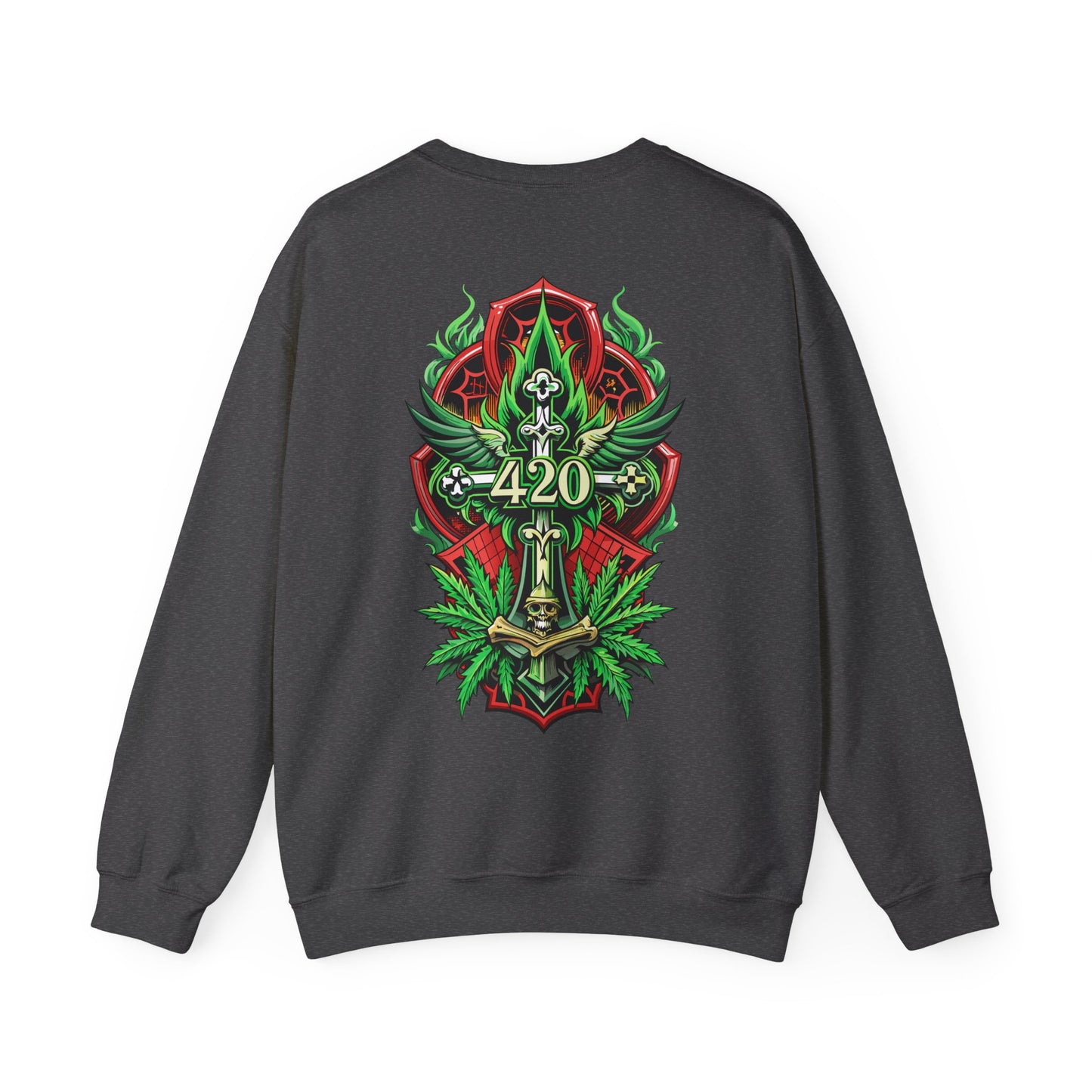 420 Cannabis Shield Sweatshirt – Marijuana Leaf Stoner Graphic
