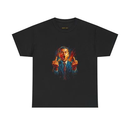 Middle Finger Leo T-Shirt — Bold Retro Movie Villain Graphic Tee