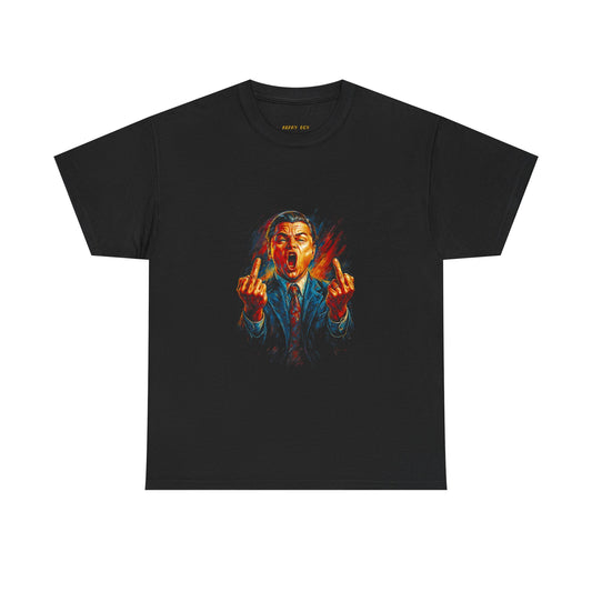 Middle Finger Leo T-Shirt — Bold Retro Movie Villain Graphic Tee