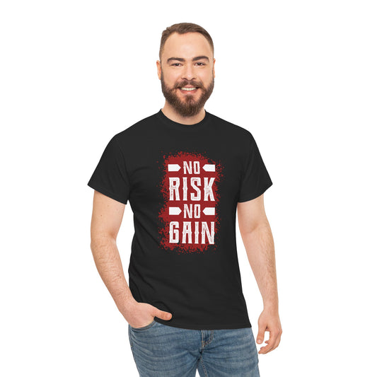 Motivational Unisex Heavy Cotton Tee - No Risk No Gain
