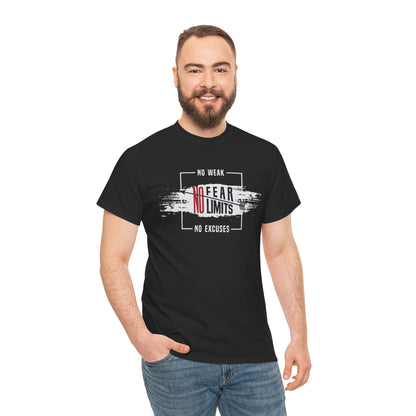 Motivational Unisex Heavy Cotton Tee - "No Fear, No Limits"